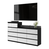 GABRIEL - Kommode / Sideboard mit 10 Schubladen (6+4) - Schwarz Matt / Weiß Gloss H92/70cm B160cm T33cm