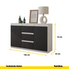 MIKEL - Kommode / Sideboard mit 3 Schubladen und 2 Türen - Weiß Matt / Athrazit Grau H75cm B120cm T35cm