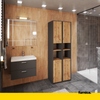 EMMA Badezimmerschrank mit Türen und Einlegeböden - Anthrazit / Wotan Eiche H165cm B30cm T30cm