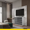 GABRIEL - Kommode / Sideboard mit 8 Schubladen - Weiß Matt / Anthrazit Gloss H92cm B120cm T33cm