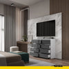 GABRIEL - Kommode / Sideboard mit 8 Schubladen - Weiß Matt / Anthrazit Gloss H92cm B120cm T33cm