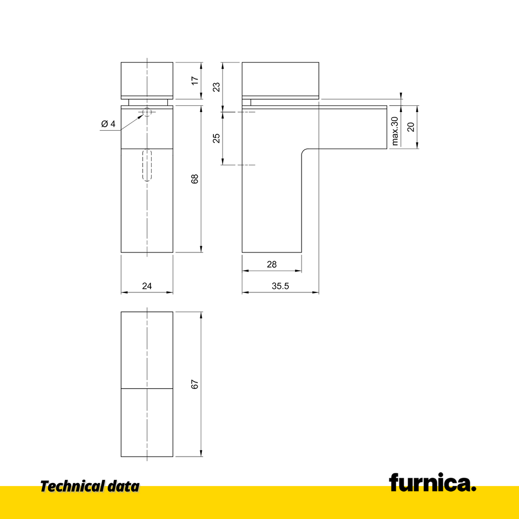 Glas- und Tellerhalter L-Form II - Chrom