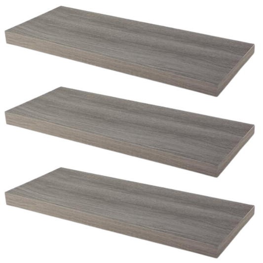 Verdecktes Bücherregal - 3er Pack - Graue Eiche - 60cm