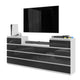 GABRIEL - Kommode / Sideboard mit 14 Schubladen (4+6+4) - Weiß Matt / Anthrazit Grau Gloss H92/70cm B220cm T33cm
