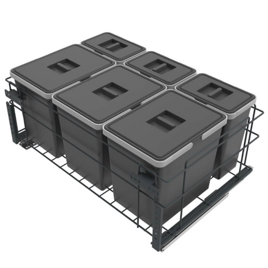 Mülleimer Mülltrennung Soft-Close 3 x 15L + 3 x 6L - 60cm Küchenschrank