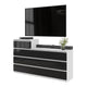Kommode / Sideboard mit 10 Schubladen (6+4) - Weiß Matt / Schwarz Gloss H92/70cm W160cm D33cm