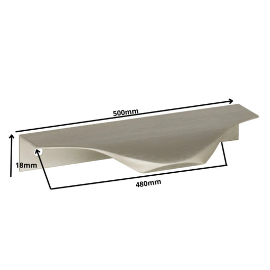Edge Grip Rundprofil-Griff 480mm (500mm Gesamtlänge) - Gebürsteter Edelstahl
