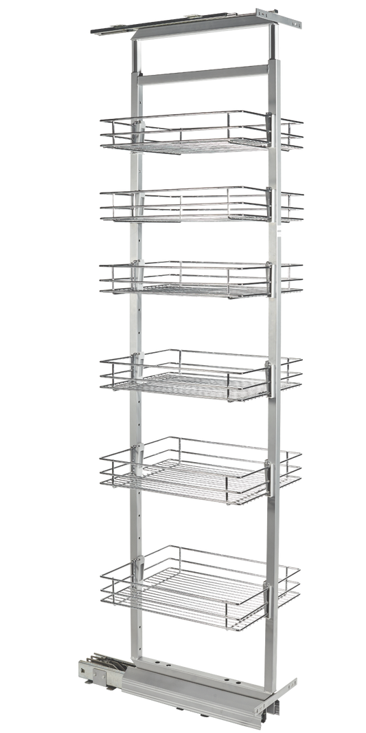 30er Soft-Close Ausziehbarer Ablagekorb, Drahtkorb für Küchenschränke - 6 Einlegeböden - Chrom