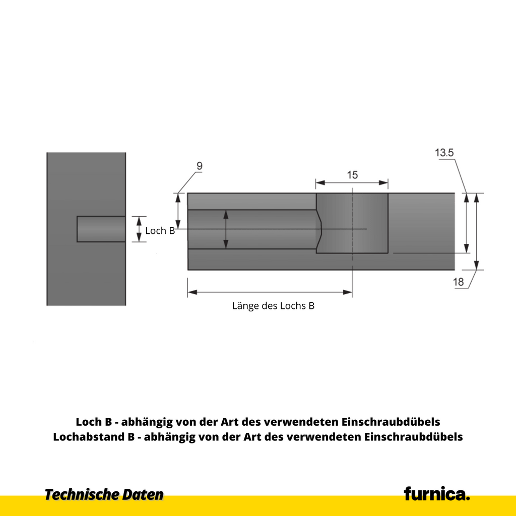 Exzenterverbinder 15mm, H=9.0mm - 1000 Stk.