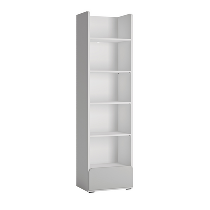 ALBI II - Kinderzimmermöbel-Set - Weiß Matt / Kaltgrau glänzend