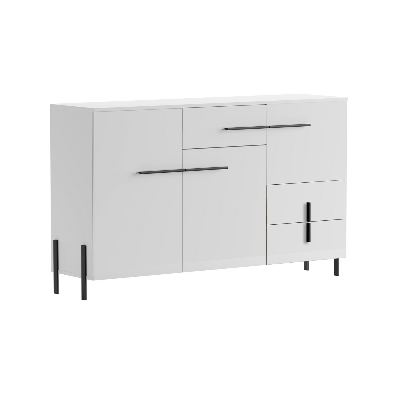 JUSTINE - Wohnzimmer-Möbel-Set - Weiß matt / Weiß glänzend