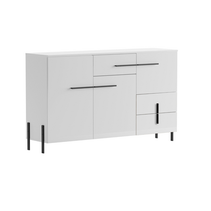 JUSTINE - Wohnzimmer-Möbel-Set - Weiß matt / Weiß glänzend