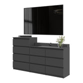 GABRIEL - Kommode / Sideboard mit 10 Schubladen (6+4) - Anthrazit Grau H92/70cm B160cm T33cm