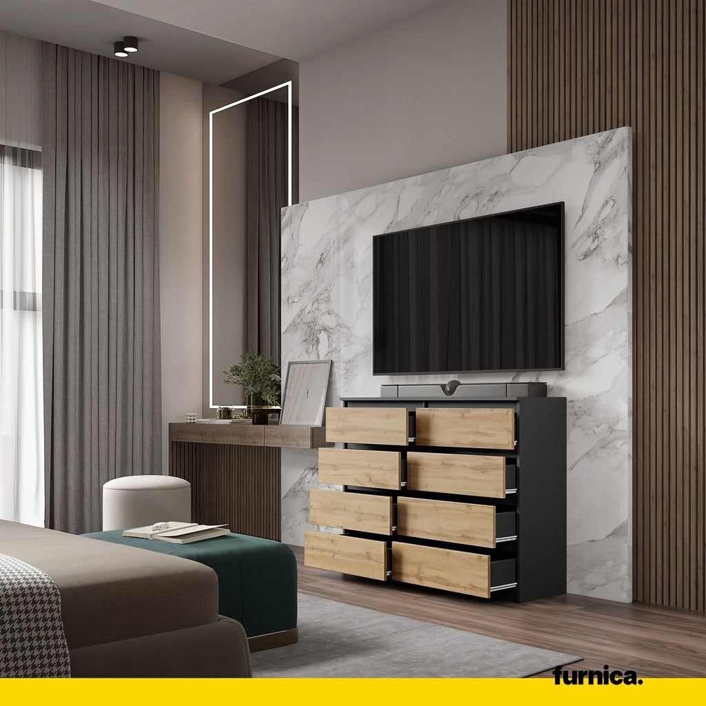 GABRIEL - Kommode / Sideboard mit 8 Schubladen - Anthrazit Grau / Wotan ...