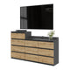 GABRIEL - Kommode / Sideboard mit 10 Schubladen (6+4) - Anthrazit Grau / Wotan Eiche H92/70cm B160cm T33cm