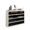 Kommode / Sideboard mit 8 Schubladen - Weiß / Schwarz Gloss H92cm W120cm D33cm