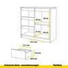 MIKEL - Kommode / Sideboard mit 3 Schubladen und 1 Tür - Beton-Optik / Weiß Matt H75cm B80cm T35cm