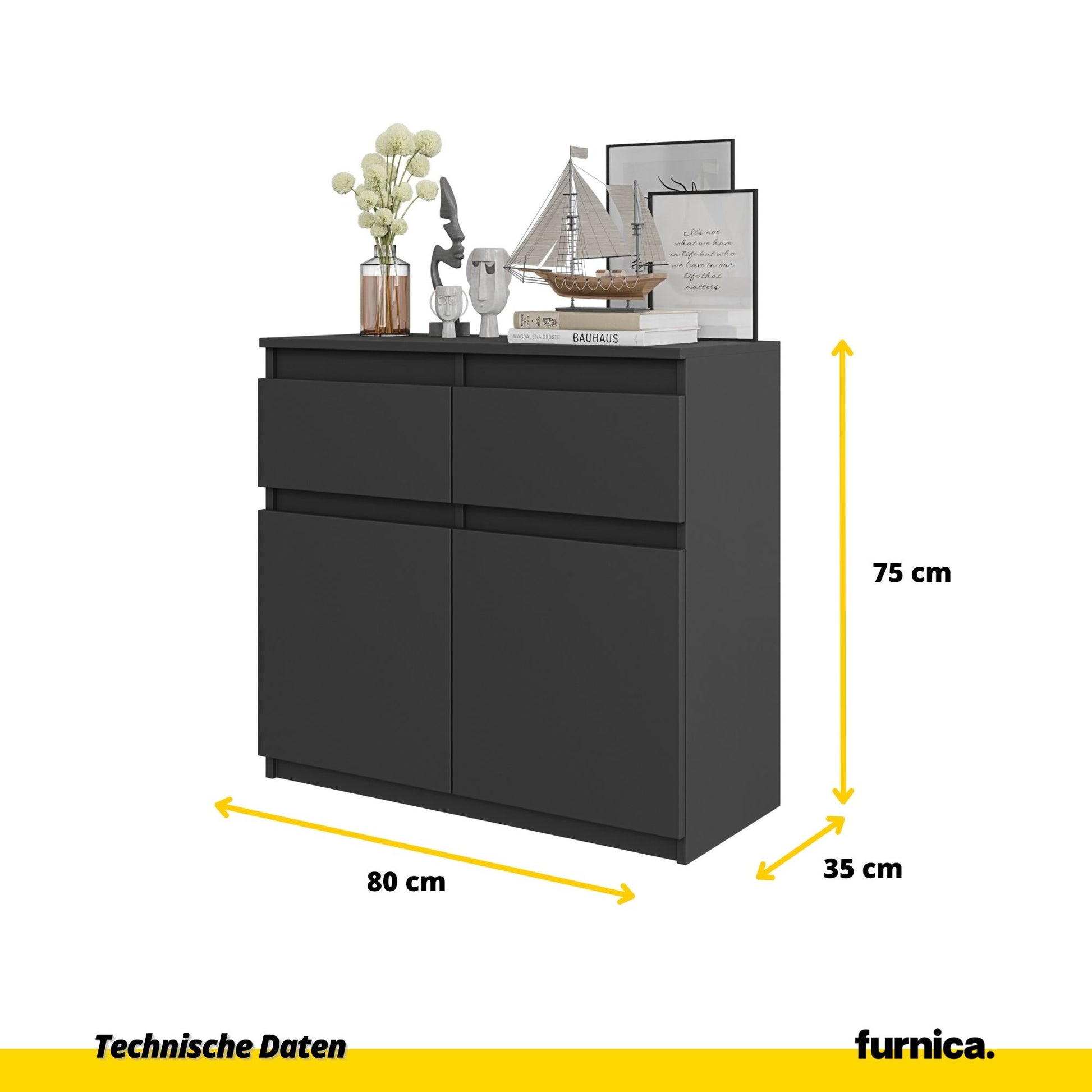 Kommode 80 cm NOAH, Anthrazit – Furnica