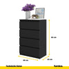 GABRIEL - Kommode / Sideboard mit 4 Schubladen - Schwarz Matt H92cm B60cm T33cm