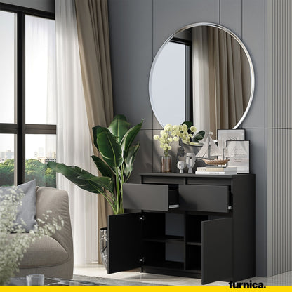 NOAH - Kommode / Sideboard mit 2 Schubladen und 2 Türen - Anthrazit Grau H75cm B80cm T35cm