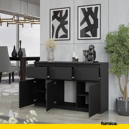 NOAH - Kommode / Sideboard mit 3 Schubladen und 3 Türen - Anthrazit Grau H75cm B120cm T35cm