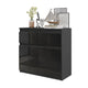 NOAH - Kommode / Sideboard mit 2 Schubladen und 2 Türen - Anthrazit Grau / Schwarz Gloss H75cm B80cm T35cm