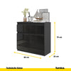NOAH - Kommode / Sideboard mit 2 Schubladen und 2 Türen - Anthrazit Grau / Schwarz Gloss H75cm B80cm T35cm