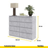 GABRIEL - Kommode / Sideboard mit 8 Schubladen - Beton-Optik H92cm B120cm T33cm