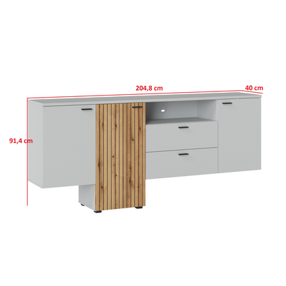 VERO - Wohnzimmer-Möbel-Set - Esche Grau / Eiche Coast Evoke