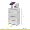 GABRIEL - Kommode / Sideboard mit 4 Schubladen - Beton-Optik / Weiß Gloss H92cm B60cm T33cm