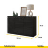 MIKEL - Kommode / Sideboard mit 3 Schubladen und 2 Türen - Anthrazit Grau / Schwarz Gloss H75cm B120cm T35cm