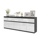 NOAH - Kommode mit 5 Schubladen und 5 Türen - Schlafzimmer Kommode Aufbewahrungsschrank Sideboard - Anthrazit / Weiß Glanz H75cm B200cm T35cm