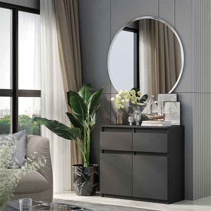 NOAH - Kommode / Sideboard mit 2 Schubladen und 2 Türen - Anthrazit Grau H75cm B80cm T35cm