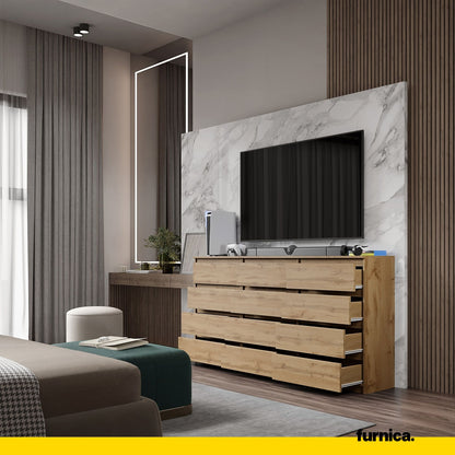 GABRIEL - Kommode / Sideboard mit 12 Schubladen (8+4) - Wotan Eiche H92cm B180cm T33cm