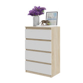 GABRIEL - Kommode / Sideboard mit 4 Schubladen - Sonoma Eiche / Weiß Matt H92cm B60cm T33cm