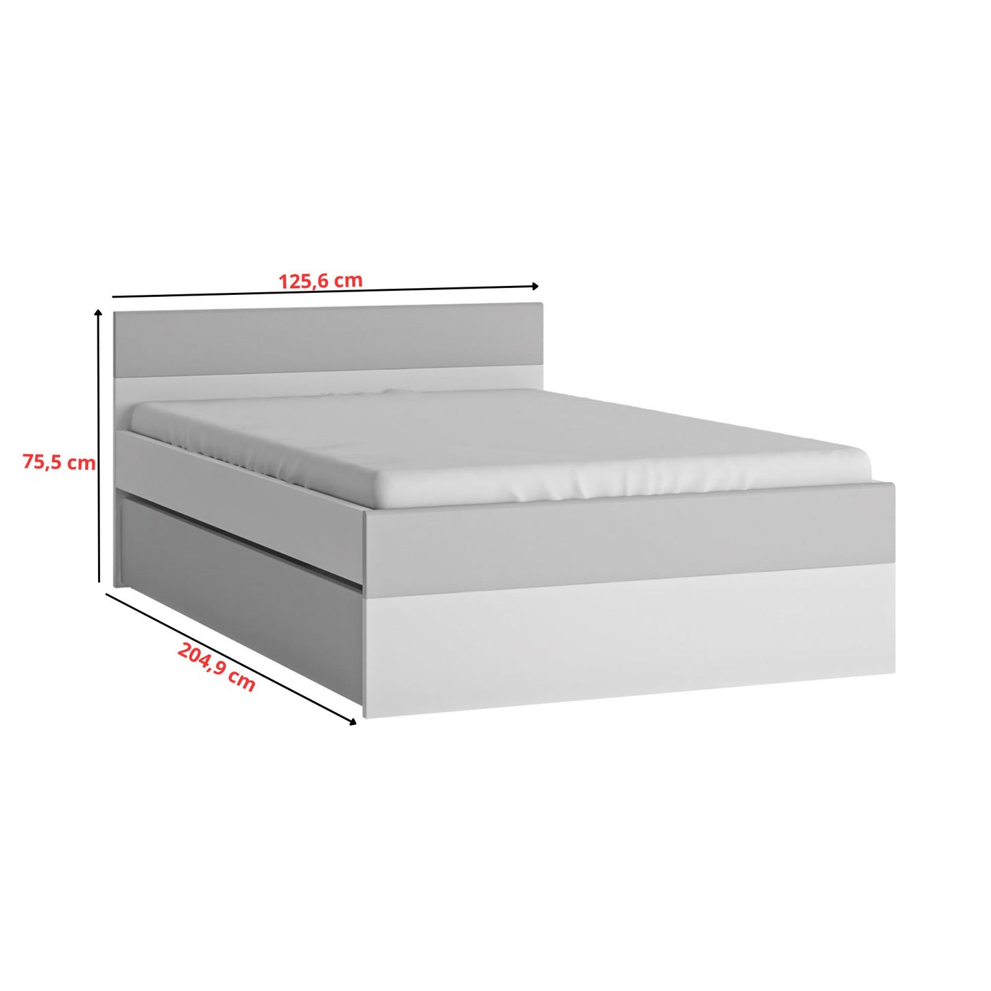 ALBI III - Kinderzimmermöbel-Set - Weiß Matt / Kaltgrau glänzend