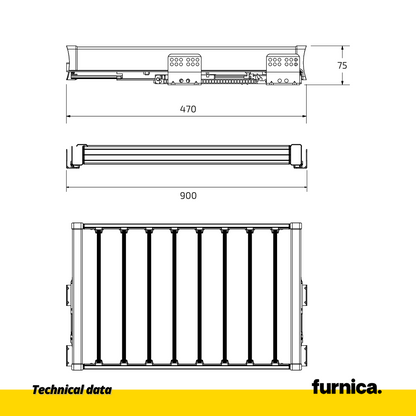 Ausziehbarer Hosenbügel für 90cm-Schrank Soft-Close - Einzelner Fachboden - Grau