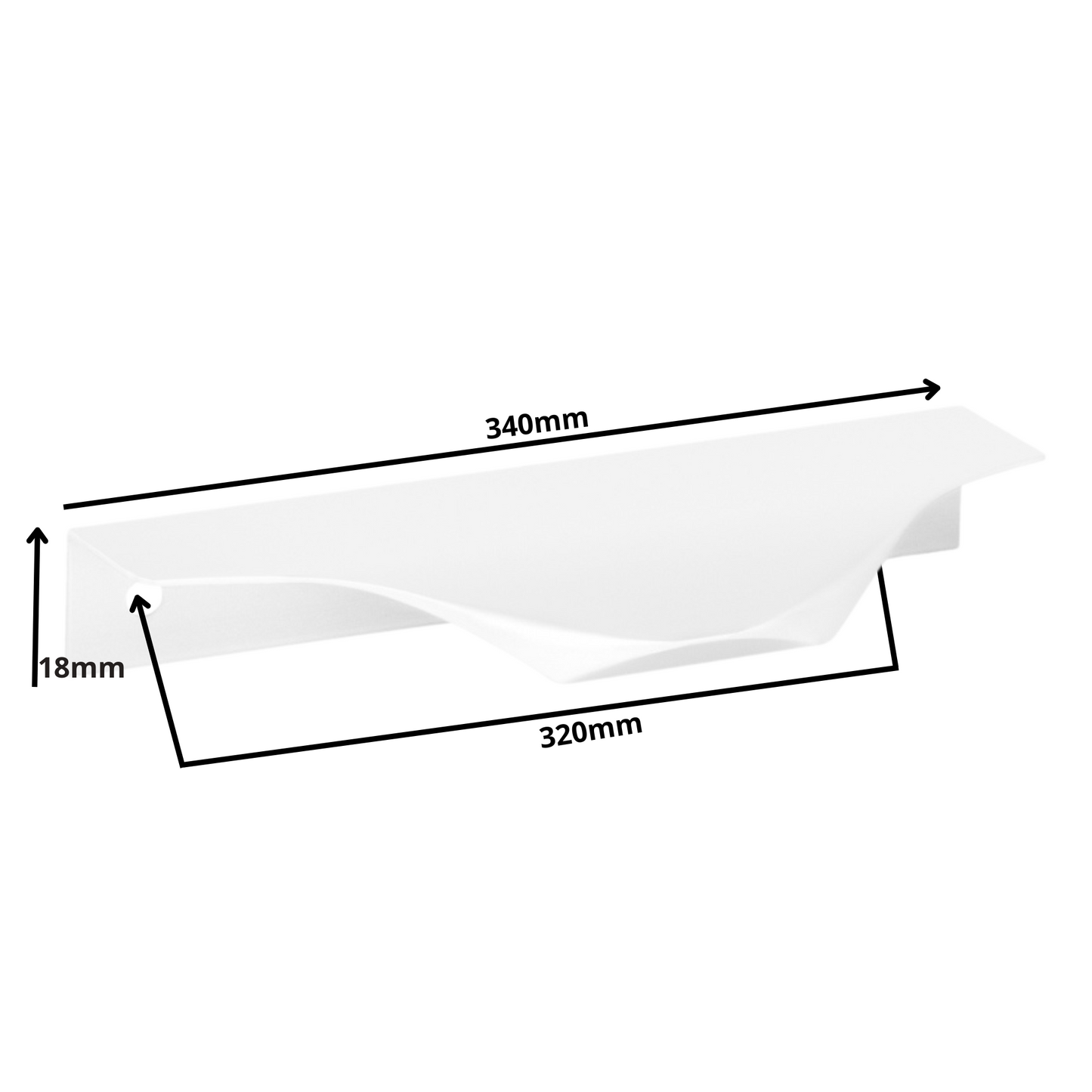 Edge Grip Rundprofil-Griff 320mm (340mm Gesamtlänge) - Weiß