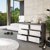 GABRIEL - Kommode / Sideboard mit 6 Schubladen - Anthrazit / Weiß Matt  H71cm B100cm TD33cm