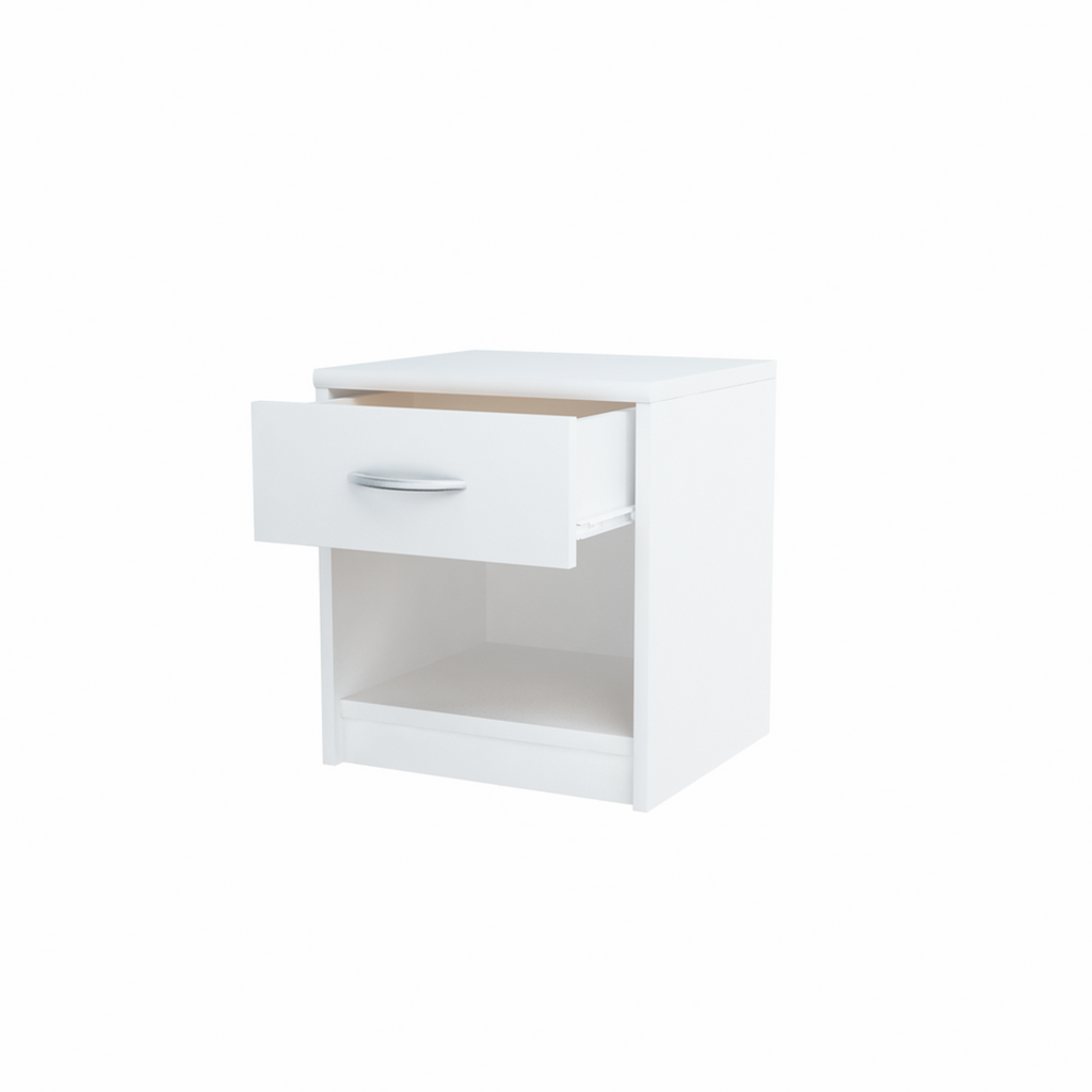 JULIA - Nachttisch - Nachtschrank mit 1 Schubladen - Weiß Matt H45cm B39cm T35cm