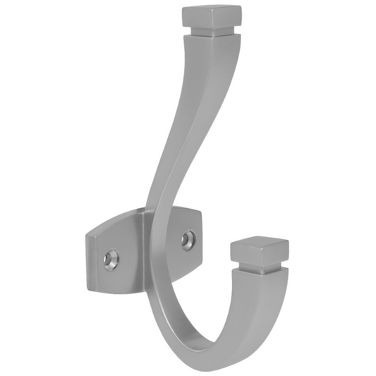 Doppelter Hut- und Mantelhaken - 128 mm - Gebürsteter Stahl