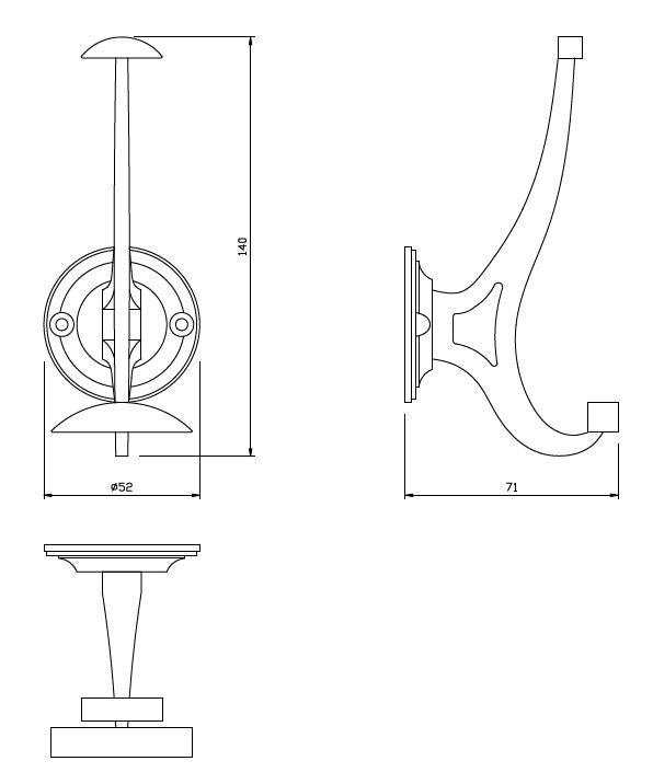 Doppelter Hut- und Mantelhaken - 140 mm - Schwarz