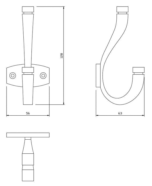 Doppelter Hut- und Mantelhaken - 128 mm - Chrom