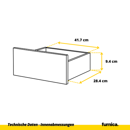 GABRIEL - Kommode / Sideboard mit 6 Schubladen - Weiß Matt / Schwarz Gloss H71cm B100cm T33cm