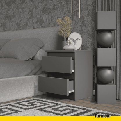 GABRIEL BIG - Nachttisch / Nachtschrank mit 2 Schubladen - Anthrazit Grau - H50cm B41cm T33cm