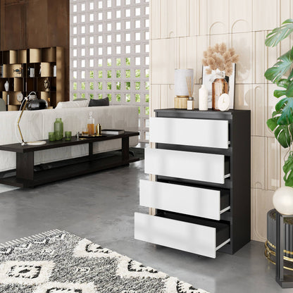 GABRIEL - Kommode / Sideboard mit 4 Schubladen - Anthrazit / Weiß Matt H92cm B60cm T33cm