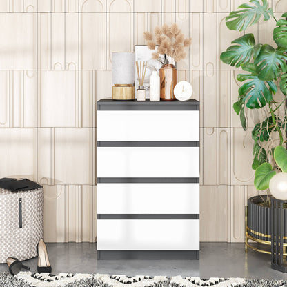 GABRIEL - Kommode / Sideboard mit 4 Schubladen - Anthrazit / Weiß Matt H92cm B60cm T33cm