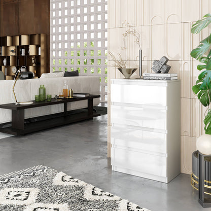 GABRIEL - Kommode / Sideboard mit 4 Schubladen - Weiß Matt / Weiß Gloss H92cm B60cm T33cm