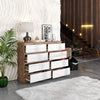 GABRIEL - Kommode / Sideboard mit 8 Schubladen - Wotan Eiche / Weiß Gloss H92cm B120cm T33cm