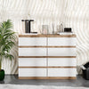 GABRIEL - Kommode / Sideboard mit 8 Schubladen - Wotan Eiche / Weiß Matt H92cm B120cm T33cm